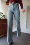 Young Girl's Blue Washed High Waist Lycra Loose Wide Leg Jeans
