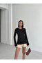Women's Black 95% Cotton Long Sleeve Body Crew Neck Slim Fit Body Bicycle Neck Basic Body - 4