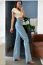 Women's Blue Snow Wash High Waist Modern Lycra Wide Leg Jeans - 2