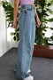 Women's Snow Washed High Waist Stretchy Wide Leg Jeans