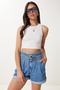 High Waist Denim Shorts Lut0019 Light Blue - 3