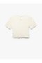 Wrap Fabric Short Sleeve Crew Neck Crop T-Shirt with Accessories - 4