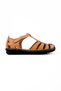Verla Women's Genuine Leather Cage Detailed Velcro Sandals-Tan - 4