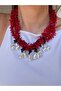 Red Beaded Knot Model Pearl Necklace