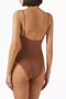 Women's Open Back Swimsuit with Adjustable Straps, Brown - 3