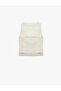 X Melis Ağazat - Sleeveless Crew Neck Corset Detailed Transparent Look Blouse - 5