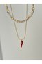 Pebble Necklace and Steel Red Pepper Necklace. Luck Necklace. Abundance Necklace - 3