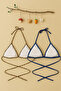 Night Women's Leopard Patterned and Blue Minimal Cut Triangle Bikini Top - 4