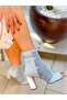 Happy Baby Blue Calfskin Suede Mesh Detailed Drawstring Summer Heeled Boots Bottie - 2