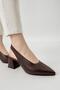 Women's Daily Heeled Shoes Genuine Dark Brown Leather
