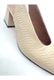 Women's Daily Heeled Shoes Genuine Beige Leather - 4