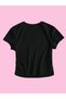 Women's Black Cowboy Printed Crew Neck Tight Crop Tshirt - 2