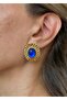 Sihra Accessories Steel Nail Model Blue Color Oval Earrings