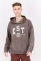 Men Hooded Long Sleeve Embroidered Sweatshirt, Dark Grey