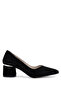 Women's Genuine Leather Black Suede Heeled Shoes