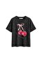 Have a Good Day Printed Relaxed Fit Washed Black Women's Tshirt