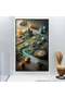 لوحة قماشية بتصميم مودرن مع برواز فضي مجوف