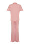 Gül Kurusu %100 Pamuklu Fırfır Detaylı Örme Pijama Takımı THMSS24PT00223 - 8