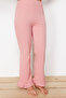 Gül Kurusu %100 Pamuklu Fırfır Detaylı Örme Pijama Takımı THMSS24PT00223 - 4
