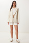 Women's Cream Padded Linen Blazer Jacket Xl00004 - 2