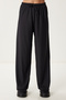Women's Black Wide Leg Comfortable Knitted Trousers Pb00054 - 3