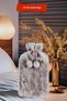 2 Liter Gray Soft Plush Hot Water Bag with Pompom - 2