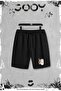 2-Piece Glass Design Slim Fit White Tshirt - Set with Black Shorts - 3