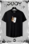 2-Piece Glass Design Slim Fit Black Tshirt - Set with Gray Shorts - 2