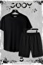 Set of 2 Slim Fit Black Tshirts - Black Shorts