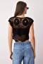 Siyah Kroşe Kolsuz Crop Triko Bluz TWOSS25BZ00592 - 8
