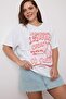 Beyaz %100 Süprem Baskılı Oversize/Rahat Kesim Örme Büyük Beden T-Shirt TBBSS25BF00082 - 2