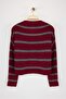 Bordo Crop Basic Geniş Kalıp Çizgili Triko Kazak TWOAW23KZ00390 - 6