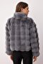 Gri Oversize Kalıp Kürk Mont TWOAW26MO00105 - 5
