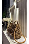 Handmade Rose Straw Hand Shoulder Bag with Beaded Straps (37X30Cm) - 3