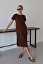 Women's Modal Fabric Half Sleeve Slit Below the Knee Dress 1100