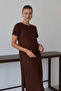 Women's Modal Fabric Half Sleeve Slit Below the Knee Dress 1100 - 6