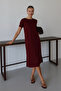 Modal Fabric Half Sleeve Slit Below the Knee Women Dress 3083 - 4