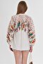 Women's Cream Judge Collar Balloon Sleeve Blouse Arm-25Y 001052 - 4