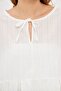 Women's White Bat Sleeve Collar Tie Skirt Ruffled Oversize Crop Blouse Arm-24Y001088 - 4