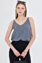 Women's Gray Linen Look Strappy Blouse Arm-24Y 001064 - 5