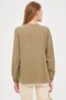 Women's Khaki Elastic Sleeve Wrinkled Shirt Arm-24K001002 - 5