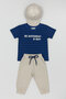 Boys' hat set with linen trousers 3-piece set