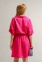 Women's Fuchsia Bat Sleeve Pocket Elastic Waist Dress Arm-23y001076 - 4