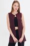 Women's Burgundy Crew Neck Vest with Stitching Detail on the Waist Arm-25Y 001019