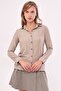 Women's Beige Long Sleeve Plain Shirt ARM-18Y001176 - 4