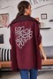 Women's Burgundy Back Floral Printed Seasonal Jacket ARM-20K024030 - 4