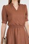 Women Coffee V Neck Elastic Waist Short Sleeve Flared Dress Arm-25Y001001 - 5