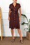 Women's Brown Waist Belted Short Sleeve Shirt Dress ARM-19Y001068 - 2