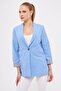 Women's Ice Blue Sleeve Striped Single Button Jacket Arm-22K 001122 - 3