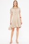 Women's Beige Shirt Collar Sleeve Slit Detailed Flared Watermelon Sleeve Dress Arm-24Y001083 - 5